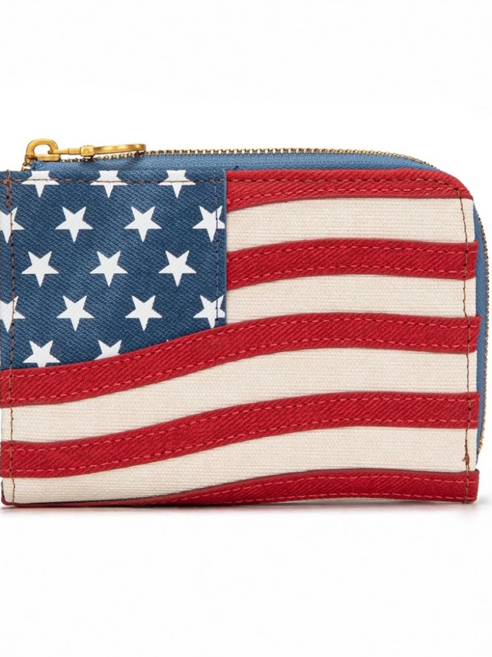 Montana West American Flag RFID Zip Around Wallet Red